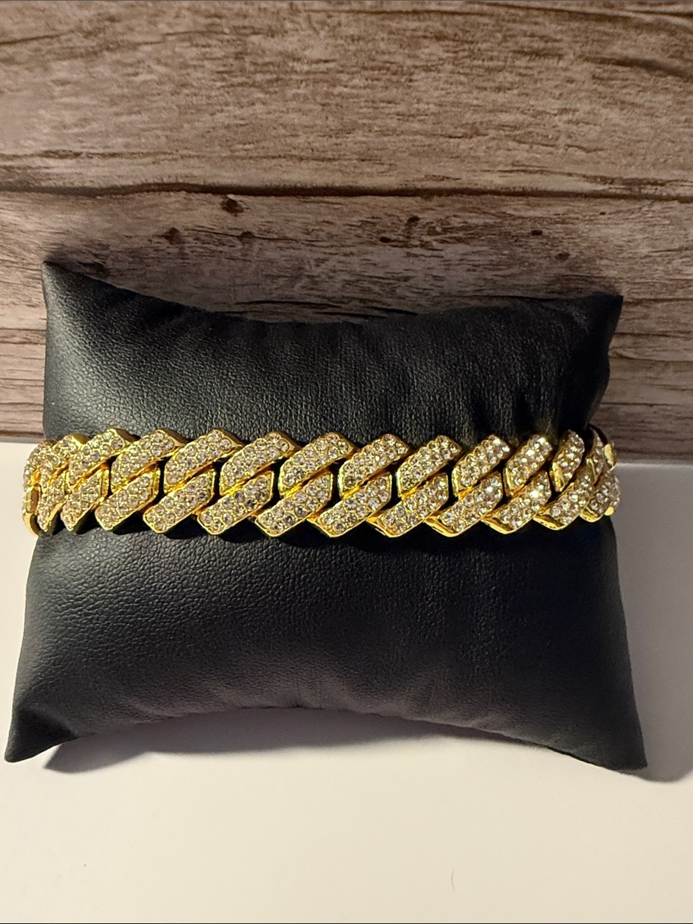 Gold Plated Iced Out Men’s Pave Cuban Link Bracelet Clasp - Gold